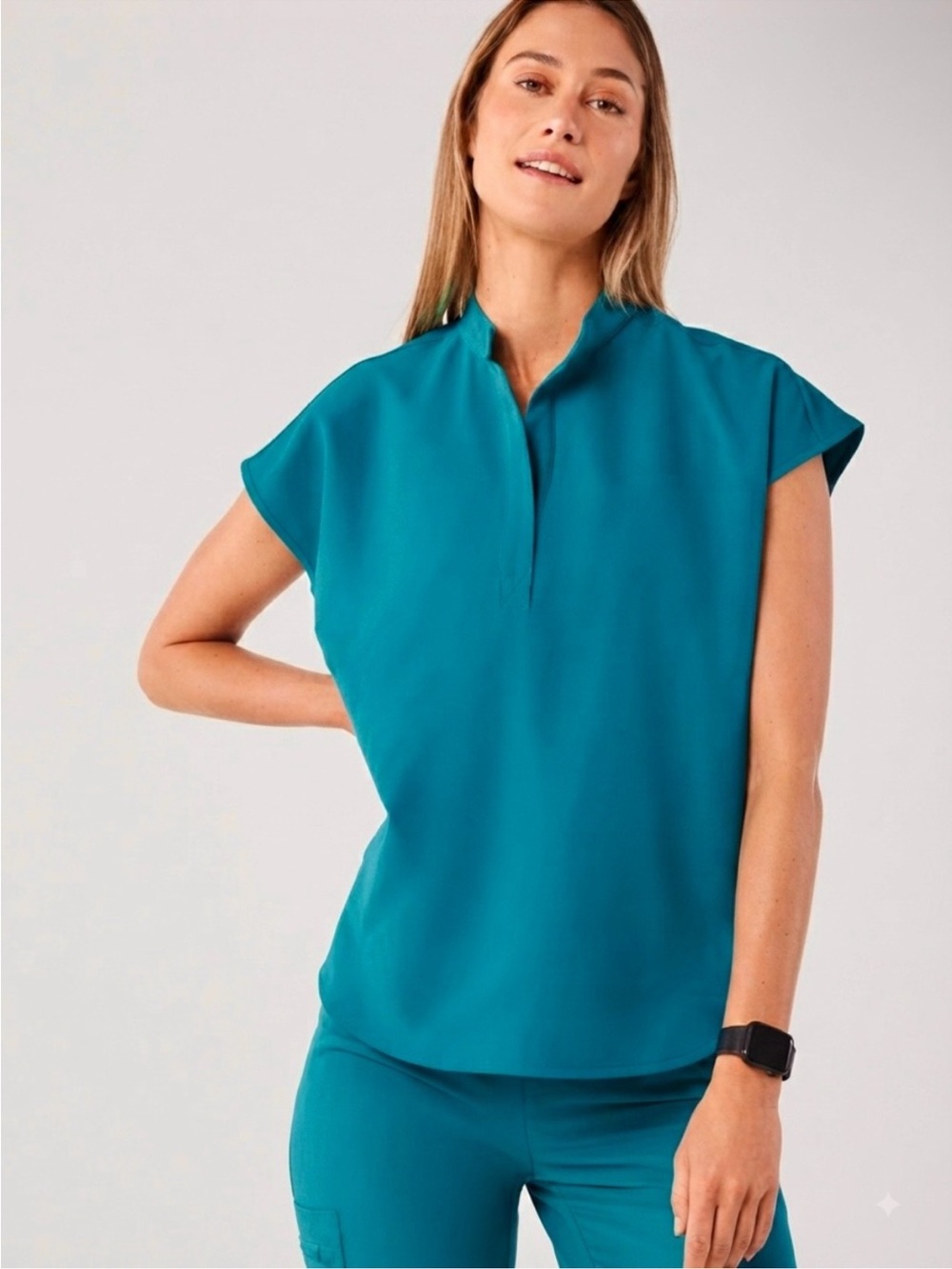 FIGS Rafaela Oversize Technical Collection Teal Scrub Top Size XXS